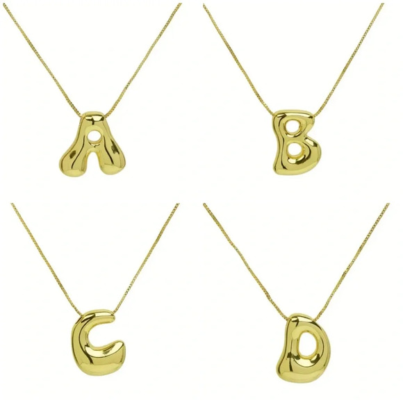 18k Gold Plated Bubble Letter Necklace - Picture 5 of 11